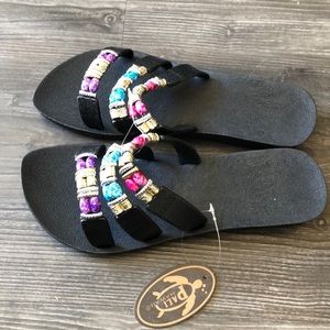 NWT Pali Hawaii Women's 2-Strap Slip On Sandals / Slides – Comfortable Rubber Soles (Sizes 5-11, Multi-Color)